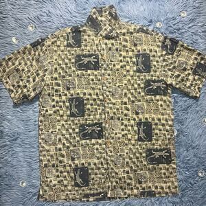VINTAGE M.E Sport Reptile Hawaiian Button Up Shirt Size Medium Mens Vacation Y2K